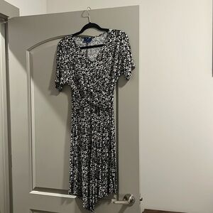 Floral pattern black dress